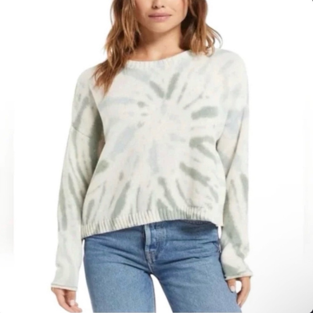 Z SUPPLY Large Cotton Knit Tie Dye Scoop Neck Pullover Sweater